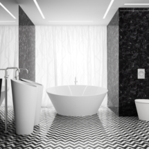 Interior of the modern design bedroom in marble